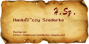 Hankóczy Szederke névjegykártya
